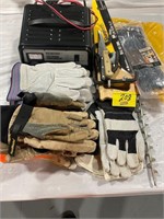 POWER BATTERY CHARGER, GROUP OF WORK GLOVES,