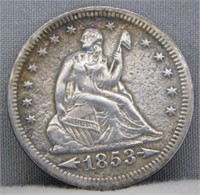 1853 LS 25 Cent arrows and rays.