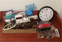 Extension cords, clocks, sunglasses, misc.