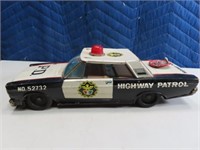11" vintage Tin Litho Highway Patrol Car Metal Toy