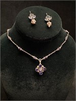 Indian Sterling Tanzanite Necklace & Earrings