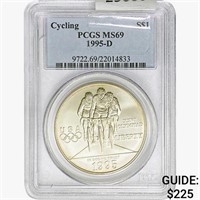 1995-D .7734oz. Silver Dollar Cycling  PCGS MS69