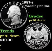 Proof 1987-s Washington Quarter 25c Grades GEM++ P