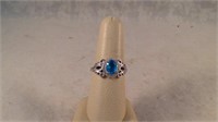 New size 9 blue gemstone women's ring
