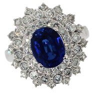 14k Gold 3.62 ct Oval Sapphire & Diamond Ring