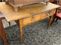 Antique Walnut Pin Top Farm Table (Turned Legs)