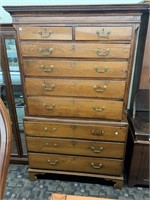 Antique Chest On Chest Of Drawers (Bracket Feet)