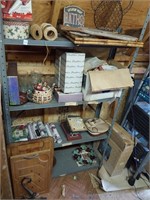 Metal Shelf and Various Contents- See Pics