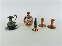 Asian Bulbous Vase & Other Pieces