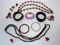 Lot Of Vintage Costume Jewelry In Purple