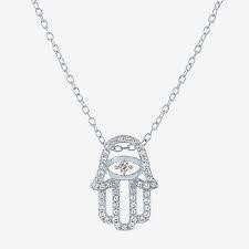 Sapphire Sterling Silver Hamsa Pendant Necklace