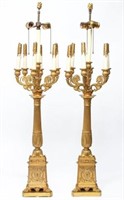 Neoclassical Gilt Bronze 8-Light Candelabra Lamps