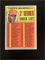 1969 Topps Bob Gibson 2nd Series Checklist Unmarke