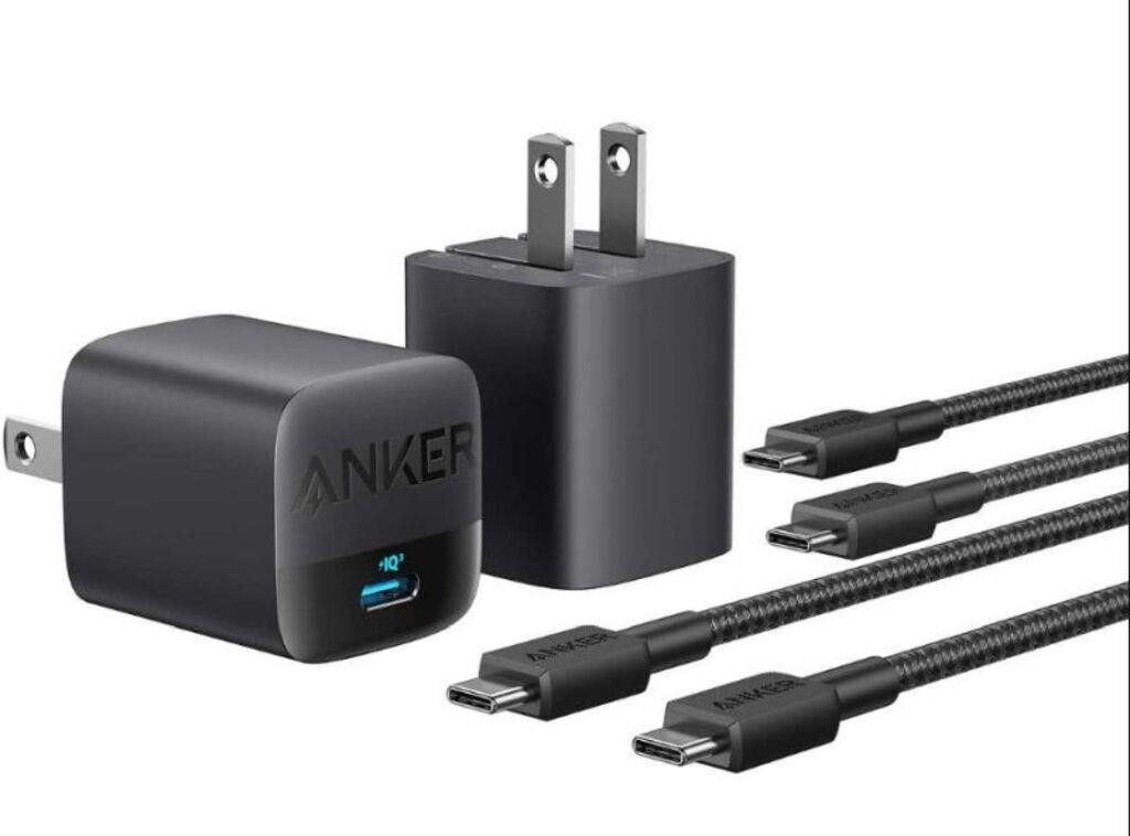 2-Pk Anker 30W Charger with USB-C to USB-C Cable