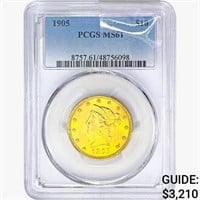 1905 $10 Gold Eagle PCGS MS61