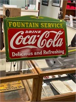 Porcelain Coke Fountain Service Sign