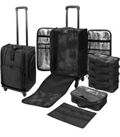 YANKI ROLLING TRAIN CASE WITH 5 LARGE MAKEUP BAGS