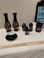 Blue ceramic Japanese vases