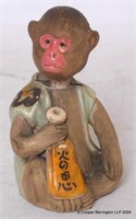 Vintage Oriental Pottery Nodding Monkey