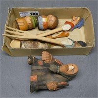 Hand Carved Utensils & Salt & Pepper Shakers