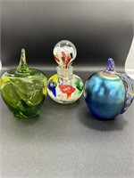 St Clair Blown Glass Paperweight Perfume Bottle