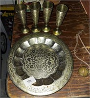 INDIA PLATTER CUPS AND BRASS BELL