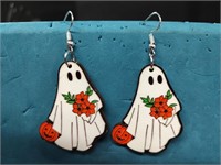 Halloween Ghost and Jack o Lantern Earrings NIP
