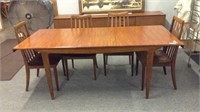 MID CENTURY DINING TABLE WITH POP UP LEAF; 75" X