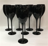 Set Of 8 Amethyst Glass Wine Glasses