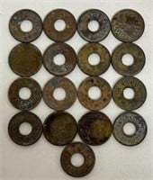 LOT (17) ANCIENT  COINS TOKENS