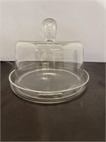 Glass Circular Dessert Tray with Lid