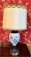 Vintage Blue & White Floral Table Lamp