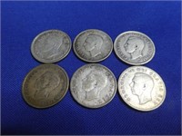 (6) Canadian Silver Quarters 1940's & (1) 1938