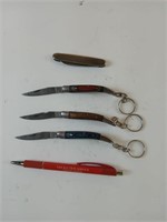 Three toothpick style keychain knives made with