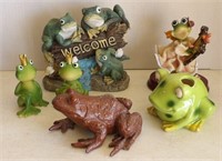 Lot of Frog Figurines & Garden Decor