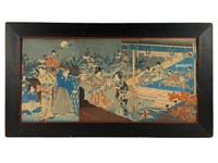 Toyokuni III Utagawa Block Print Triptych