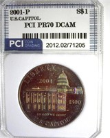 2001-P S$1 US Capitol PR70 DCAM LIST $150