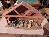 Nativity - Wood Frame, Ceramic Figures