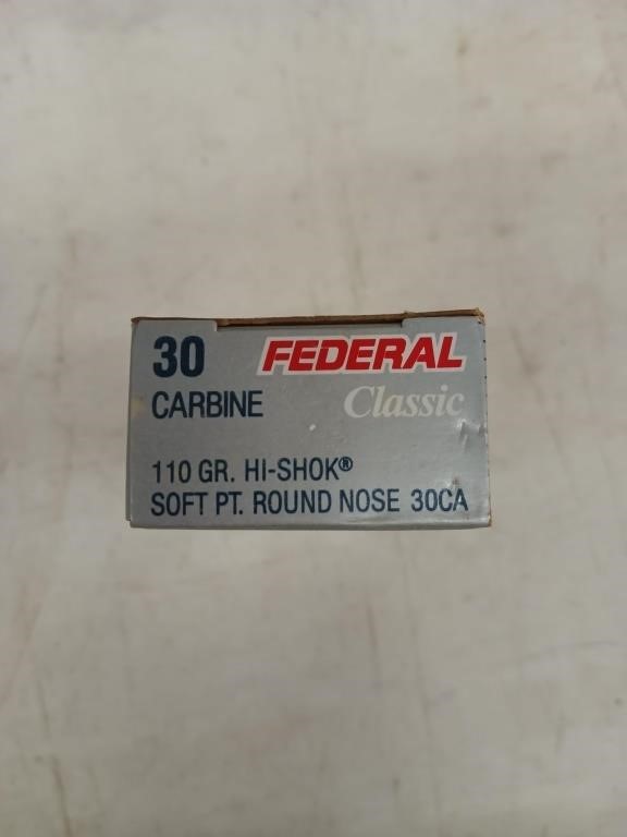 20 rounds 30 carbine 110 gr Hi-Shok soft point