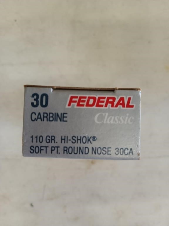 20 rounds 30 carbine 110 gr Hi-Shok soft point