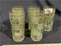 5 etched glasses