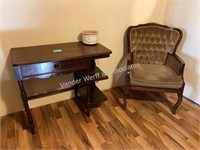 Desk and arm chair with cane sides
