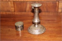 Sterling weighted candle holder and a Schofield