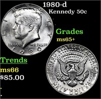 1980-d Kennedy Half Dollar 50c Grades GEM+ Unc