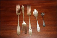 3 Sterling forks (monogrammed), sterling spoon
