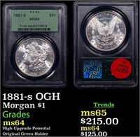 PCGS 1881-s Morgan Dollar OGH $1 Graded ms64 By PC