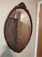 Antique ornate solid wood mirror