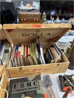 WOOD CRATE W MIXED MILITARY BOOKS