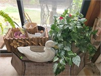 WOODEN PLANTER, POTS, DUCK, PLANT DECOR