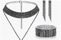 Quelay 3pcs Diamond Costume Jewelry for Women